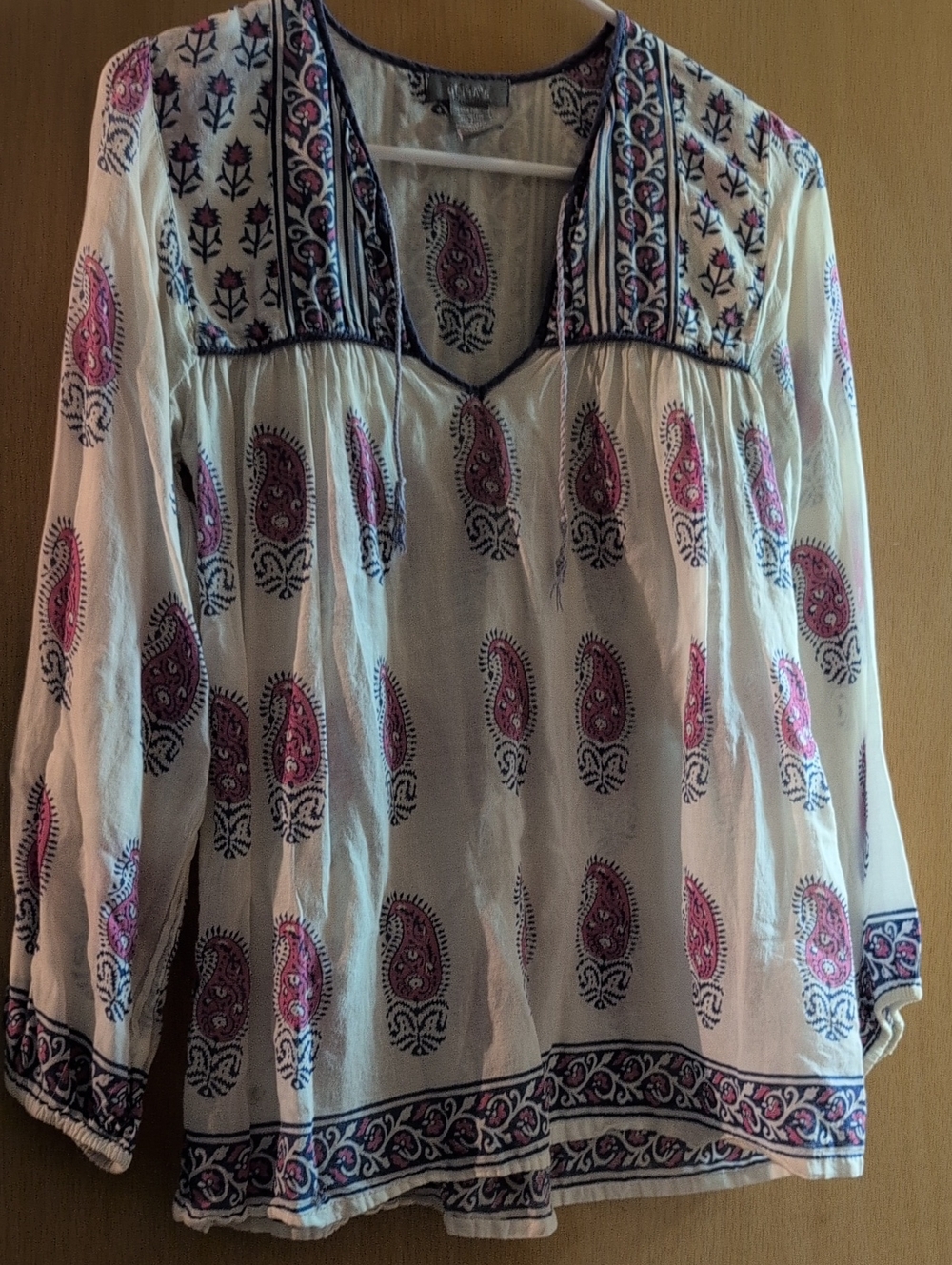 dELiA*s White Boho Paisley Tunic with Pink & Navy